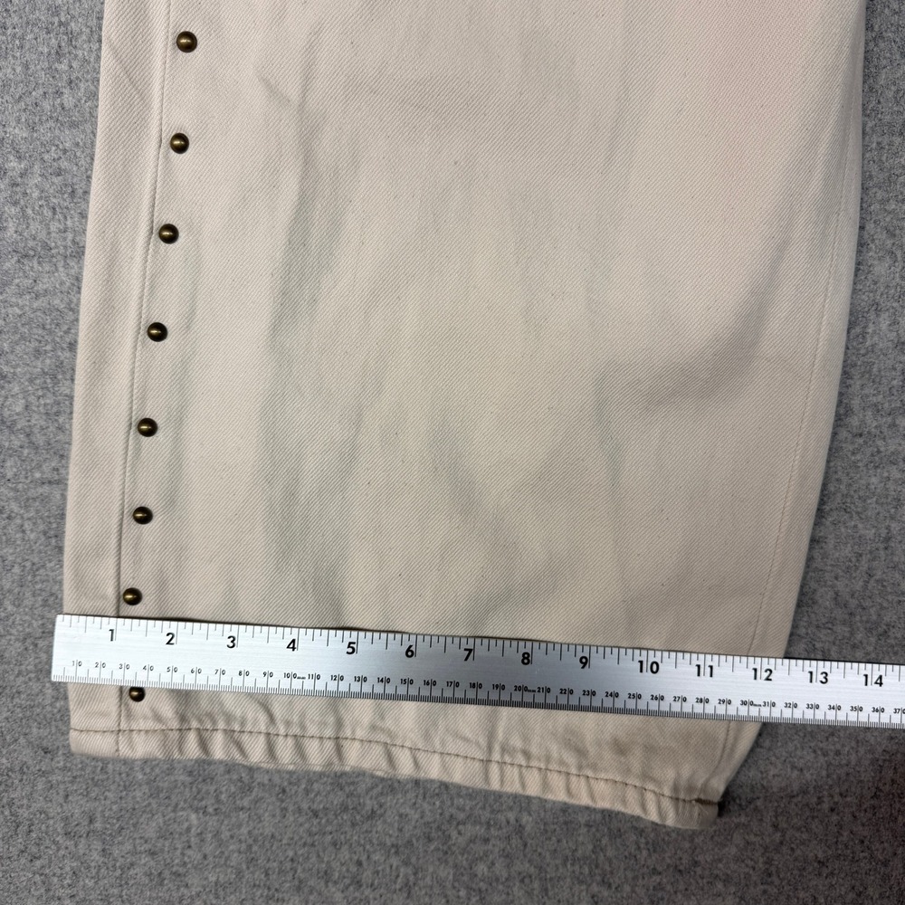 Old Navy High-Rise Baggy Wide Leg Pants Size 12 Beige Studded Side Seam Denim - Picture 8 of 11